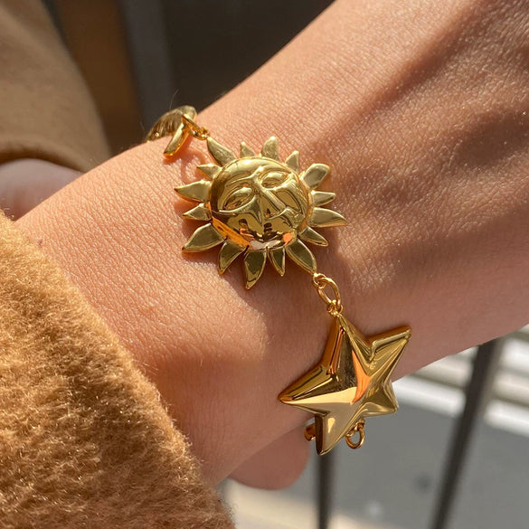 Bracelet Stainless Steel 18K Gold Geometric Electroplating Style