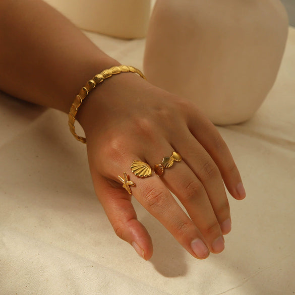 Bracelet Stainless Steel 18K Gold Plated Opening Ring Minimalist Jewelry For Women
