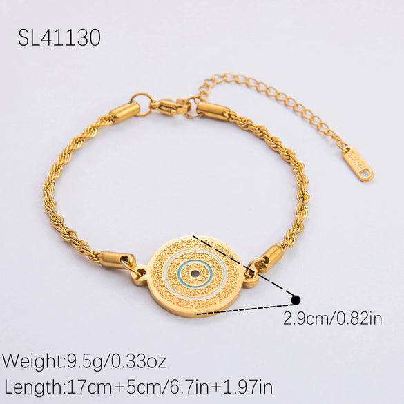 Bracelet Stainless Steel 18K Gold Sunflower Shape Star Pattern Electroplating Unisex