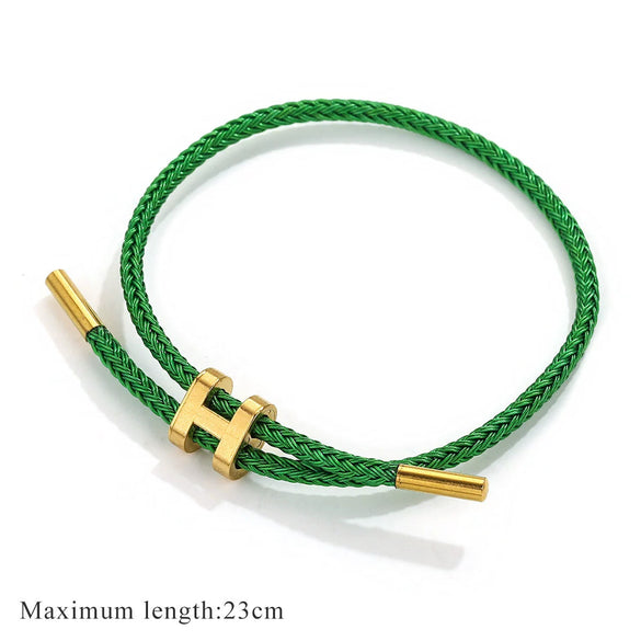 Bracelet Stainless Steel 18K Goldplated Ishaped Buckle Red Rope Electroplating Unisex Simple