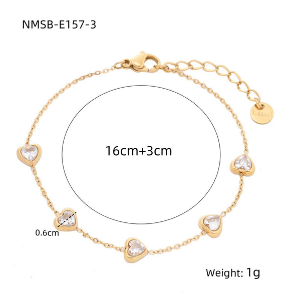 Bracelet Stainless Steel Love Zircon High Grade Titanium Steel Peach Heart Electroplated Couple Fashion
