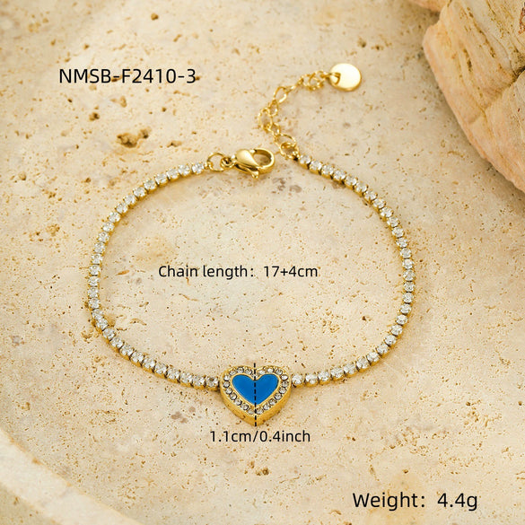 Bracelet Stainless Steel Love Zircon High Grade Titanium Steel Peach Heart Electroplated Couple Fashion