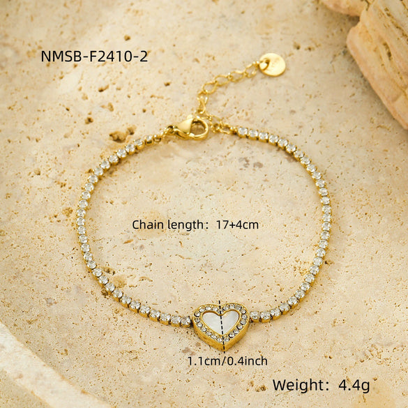 Bracelet Stainless Steel Love Zircon High Grade Titanium Steel Peach Heart Electroplated Couple Fashion