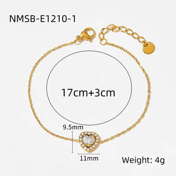 Bracelet Stainless Steel Love Zircon High Grade Titanium Steel Peach Heart Electroplated Couple Fashion