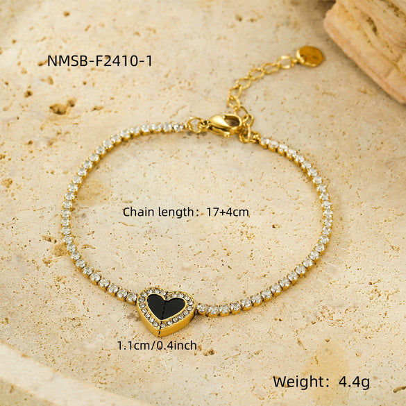 Bracelet Stainless Steel Love Zircon High Grade Titanium Steel Peach Heart Electroplated Couple Fashion