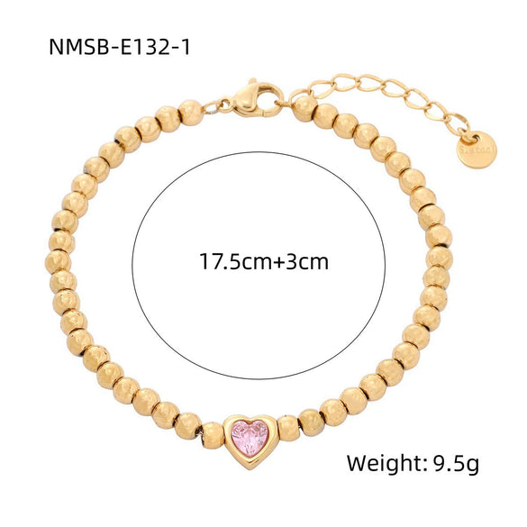 Bracelet Stainless Steel Love Zircon High Grade Titanium Steel Peach Heart Electroplated Couple Fashion