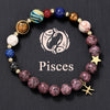 Bracelet Stainless Steel Natural Stone Granite Beaded Handmade Geometric Eight Planets 12 Constellations Unisex Women