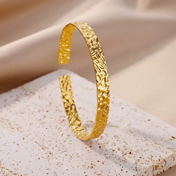 Bracelet Stainless Steel Pleated Pattern Open Circle Electroplating