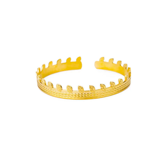 Bracelet Stainless Steel Pleated Pattern Open Circle Electroplating