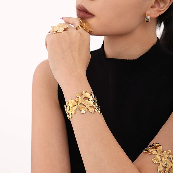 Bracelet Stainless Steel Pvd Electroplated French Flower Geometric Simple Style
