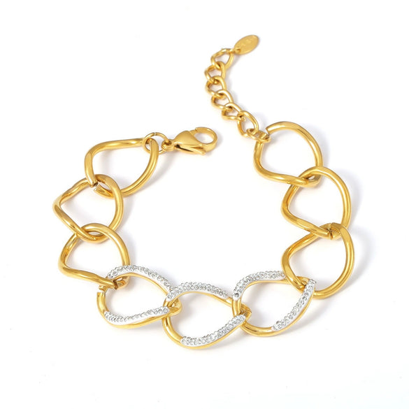 Bracelet Stainless Steel Rhinestones Geometric Electroplating Punk Style