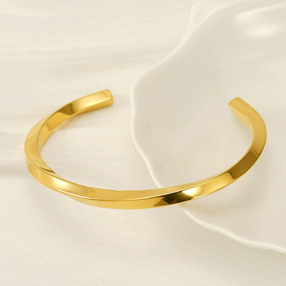 Bracelet Stainless Steel Twisted C Shaped Electroplated Geometric Fashion For Women And Couple