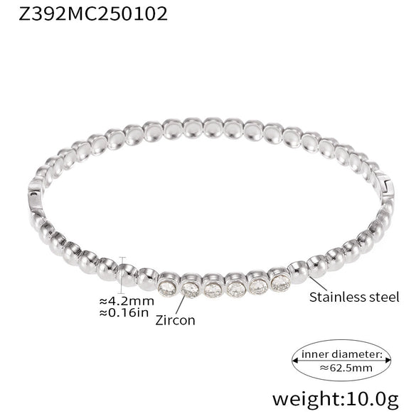 Bracelet 316L Stainless Steel Zircon Shell Beads Geometric Hand Inlaid Electroplated
