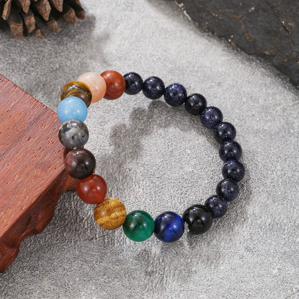 Bracelet Stone Geometric Handmade Unisex Universe Galaxy Eight Planets Style