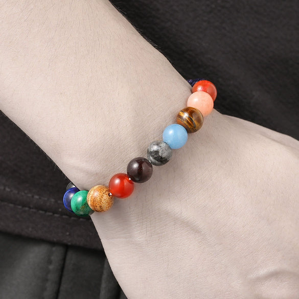 Bracelet Stone Geometric Handmade Unisex Universe Galaxy Eight Planets Style