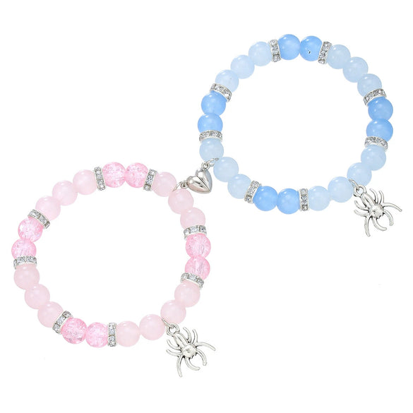 Bracelet Stone Magnet Buckle Geometric Handmade Love Magnetic Pink White Beaded Unisex