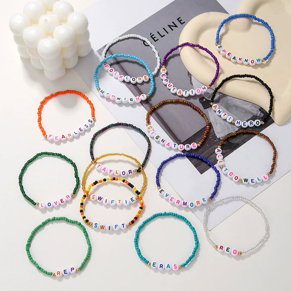 Bracelet Suit Rice Beads Acrylic Geometric Handmade