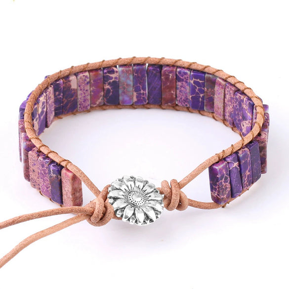 Bracelet Synthetic Stone Copper Accessories Geometric Electroplating Bohemian Handwoven Minimalist Style