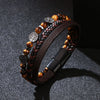 Bracelet Tiger Eye Woven Leather Rope Life Tree Metal Accessories Magnetic Buckle Handmade Geometric Style