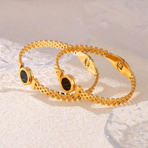 Bracelet Titanium Steel Acrylic Geometric Simple Electroplated Roman Numeral Fashion Jewelry