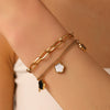 Bracelet Titanium Steel Black Shell Heart Hollow Five Leaf Flower Electroplating Cartoon Women's Jewelry