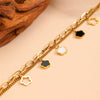 Bracelet Titanium Steel Black Shell Heart Hollow Five Leaf Flower Electroplating Cartoon Women's Jewelry