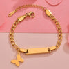 Bracelet Titanium Steel Curved Heart Butterfly Geometric Electroplated For Women