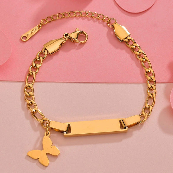 Bracelet Titanium Steel Curved Heart Butterfly Geometric Electroplated For Women