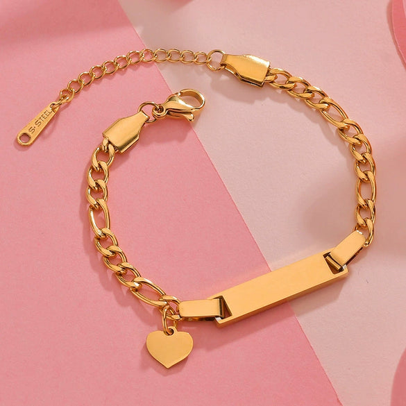 Bracelet Titanium Steel Curved Heart Butterfly Geometric Electroplated For Women