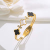 Bracelet Titanium Steel Fourleaf Clover Plants And Flowers Electroplating