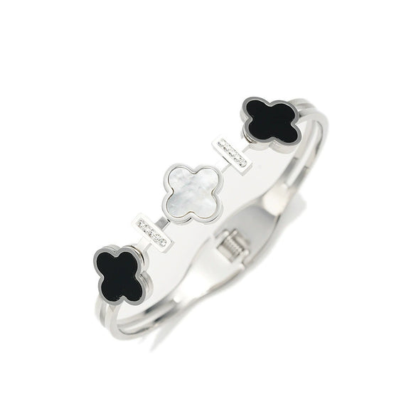 Bracelet Titanium Steel Fourleaf Clover Plants And Flowers Electroplating