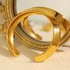Bracelet 316L Stainless Steel Geometric Electroplated Openended Allmatch Women's Simple Retro