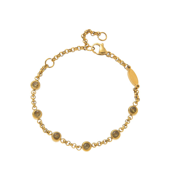 Bracelet Titanium Steel Geometric Electroplated With 18K Gold And Color Zircon