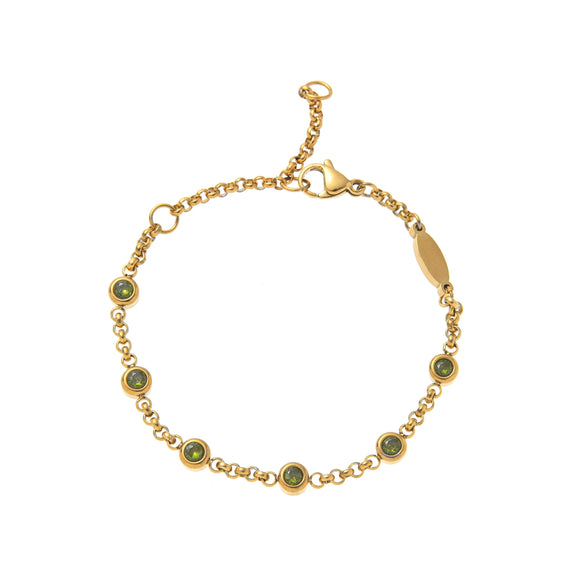Bracelet Titanium Steel Geometric Electroplated With 18K Gold And Color Zircon