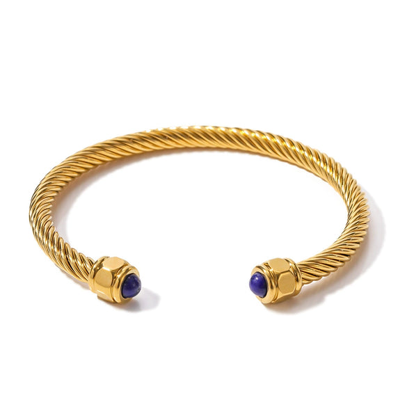 Bracelet Titanium Steel Geometric Electroplating Lapis Lazuli