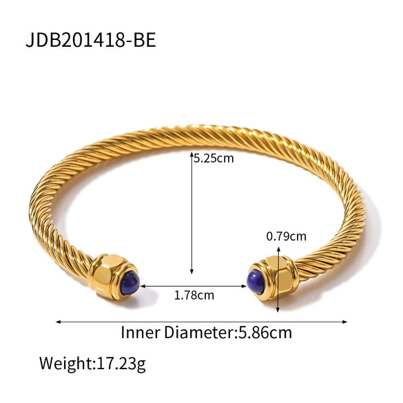 Bracelet Titanium Steel Geometric Electroplating Lapis Lazuli