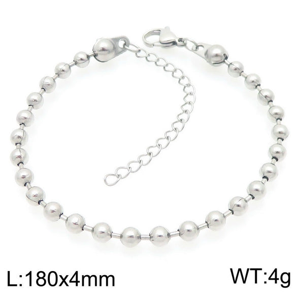 Bracelet Titanium Steel Geometric Pattern Handmade Round Bead Blade Chain Cuban Chain Style