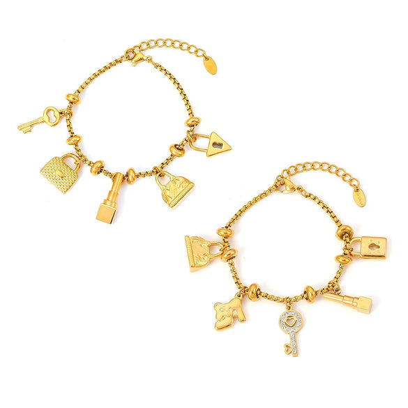 Bracelet Titanium Steel Geometric Pattern 18K Gold Plated