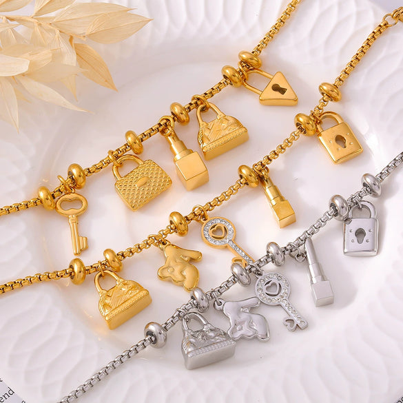 Bracelet Titanium Steel Geometric Pattern 18K Gold Plated