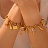 Bracelet Titanium Steel Geometric Pattern 18K Gold Plated