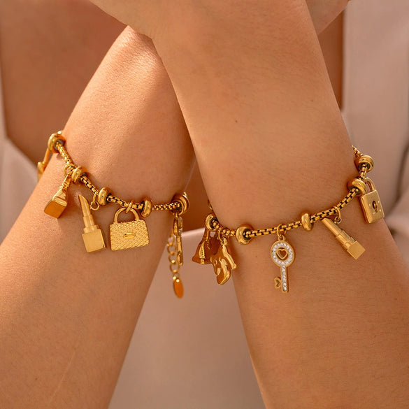 Bracelet Titanium Steel Geometric Pattern 18K Gold Plated