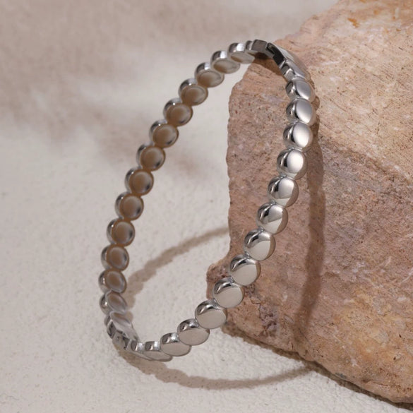 Bracelet Titanium Steel Geometric Polka Dot Buckle 18K Gold Electroplated