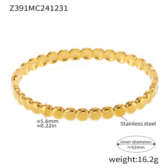 Bracelet Titanium Steel Geometric Polka Dot Buckle 18K Gold Electroplated