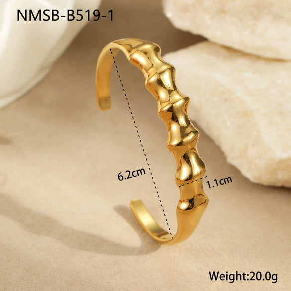 Bracelet Titanium Steel Geometric Spiral Design 18K Gold Plated