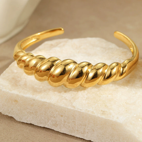 Bracelet Titanium Steel Geometric Spiral Design 18K Gold Plated