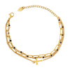 Bracelet 316L Stainless Steel Geometric Threelayer Stacked Cross Electroplating Jewelry For Women