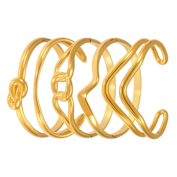Bracelet Titanium Steel Geometric Wavy Line Open Electroplated