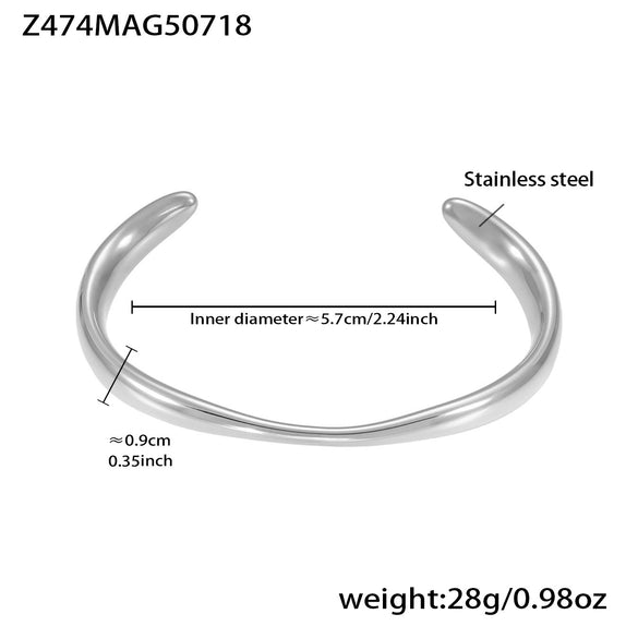Bracelet Titanium Steel Geometric Wavy Line Open Electroplated