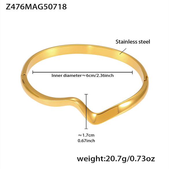 Bracelet Titanium Steel Geometric Wavy Line Open Electroplated