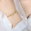Bracelet Titanium Steel Gold Plated Geometric Round Beads Pull Buckle Diamond Embedded Unisex